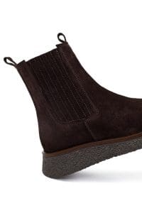 بوت چلسی زنانه قهوه‌ای سوییت چرم ضخیم دری مد