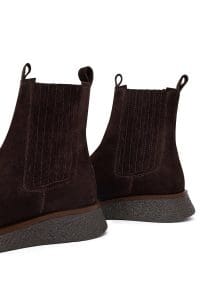 بوت چلسی زنانه قهوه‌ای سوییت چرم ضخیم دری مد