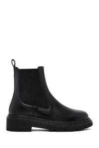 بوت چلسی زنانه مشکی تخت‌ضخیم دری مد