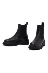 بوت چلسی زنانه مشکی تخت‌ضخیم دری مد