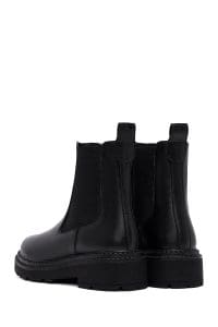 بوت چلسی زنانه مشکی تخت‌ضخیم دری مد