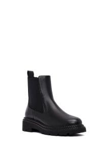 بوت چلسی زنانه مشکی تخت‌ضخیم دری مد