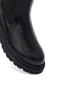 بوت چلسی زنانه مشکی تخت‌ضخیم دری مد