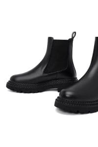 بوت چلسی زنانه مشکی تخت‌ضخیم دری مد