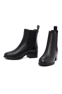 بوت چلسی زنانه مشکی پاشنه‌بلند ضخیم دری مد