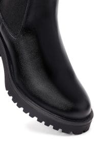 بوت چلسی زنانه مشکی پاشنه‌بلند ضخیم دری مد