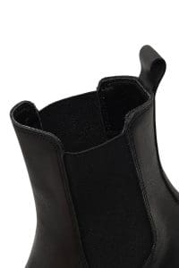بوت چلسی زنانه چرم مشکی تخت‌ضخیم دری مد