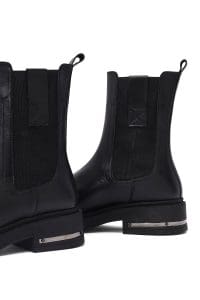 بوت چلسی زنانه چرم مشکی دری مد