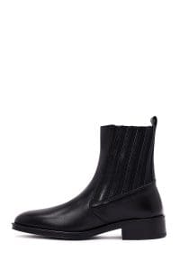 بوت چلسی زنانه چرم مشکی دری مد
