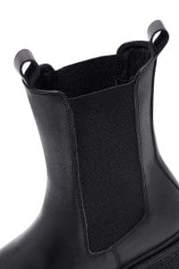 بوت چلسی زنانه چرم مشکی ضخیم دری مد