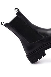 بوت چلسی زنانه چرم مشکی ضخیم دری مد
