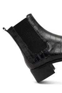 بوت چلسی زنانه چرم مشکی طرح کروکو پاشنه‌ضخیم کوتاه دری مد