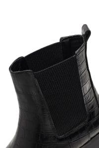 بوت چلسی زنانه چرم مشکی طرح کروکو پاشنه‌ضخیم کوتاه دری مد