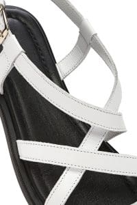 صندل زنانه سفید چرم بنددار دری مد