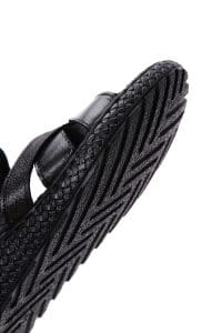 صندل زنانه مشکی بندی چرمی راحتی دری مد