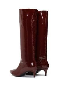 چکمه زنانه زرشکی چرمی کوتاه پاشنه باریک دری مد