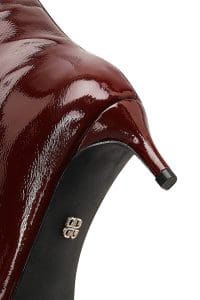 چکمه زنانه زرشکی چرمی کوتاه پاشنه باریک دری مد