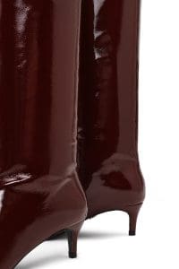 چکمه زنانه زرشکی چرمی کوتاه پاشنه باریک دری مد