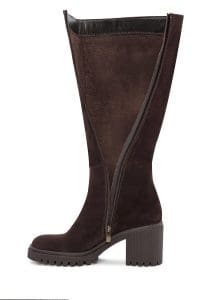 چکمه زنانه قهوه‌ای چرمی زیپ‌دار پاشنه ضخیم دری مد