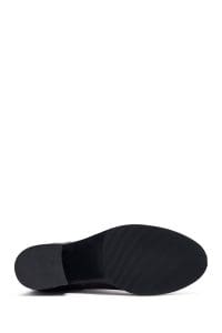 چکمه زنانه قهوه‌ای چرمی زیپ‌دار پاشنه ضخیم دری مد