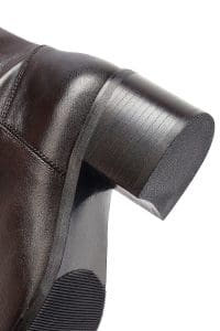 چکمه زنانه قهوه‌ای چرمی زیپ‌دار پاشنه ضخیم دری مد