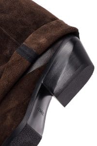 چکمه زنانه قهوه‌ای چرمی پاشنه ضخیم دری مد