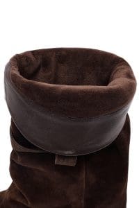 چکمه زنانه قهوه‌ای چرمی پاشنه ضخیم دری مد