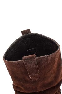 چکمه زنانه قهوه‌ای چرمی پاشنه ضخیم کابوی دری مد