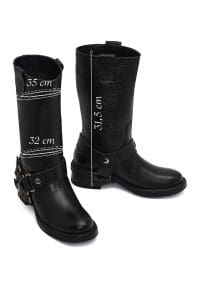 چکمه زنانه مشکی چرمی Biker دری مد