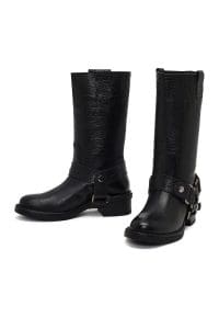 چکمه زنانه مشکی چرمی Biker دری مد