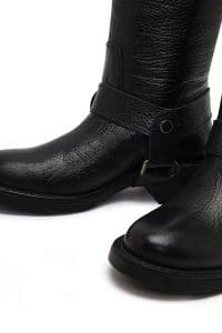 چکمه زنانه مشکی چرمی Biker دری مد