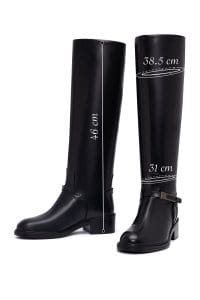 چکمه زنانه مشکی چرمی بنددار دری مد