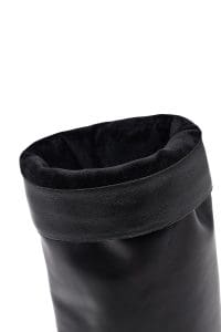 چکمه زنانه مشکی چرمی بنددار پاشنه باریک دری مد