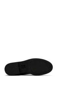 چکمه زنانه مشکی چرمی زیپ‌دار با تکه بند دری مد