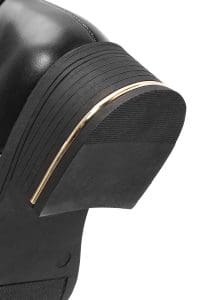 چکمه زنانه مشکی چرمی زیپ‌دار با تکه بند دری مد