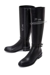 چکمه زنانه مشکی چرمی زیپ‌دار با تکه بند دری مد