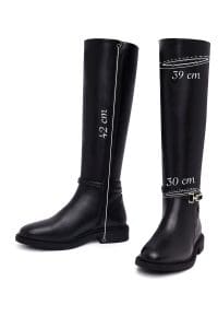 چکمه زنانه مشکی چرمی زیپ‌دار دری مد