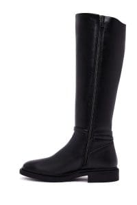 چکمه زنانه مشکی چرمی زیپ‌دار دری مد