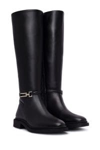 چکمه زنانه مشکی چرمی زیپ‌دار دری مد