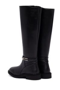 چکمه زنانه مشکی چرمی زیپ‌دار دری مد