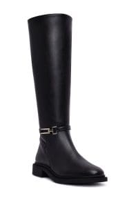 چکمه زنانه مشکی چرمی زیپ‌دار دری مد