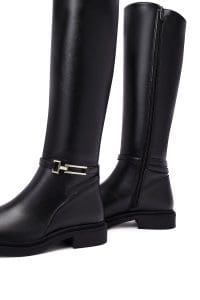 چکمه زنانه مشکی چرمی زیپ‌دار دری مد