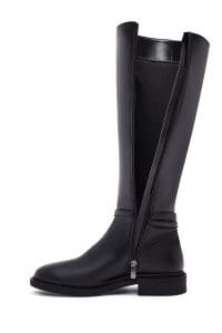 چکمه زنانه مشکی چرمی زیپ‌دار دری مد