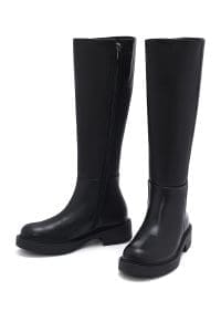 چکمه زنانه مشکی چرمی زیپ‌دار دری مد