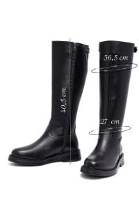 چکمه زنانه مشکی چرمی زیپ‌دار دری مد