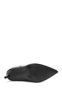 چکمه زنانه مشکی چرمی زیپ‌دار پاشنه باریک دری مد