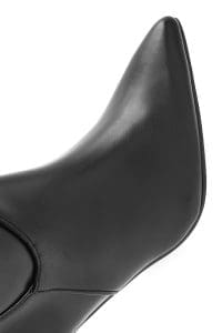 چکمه زنانه مشکی چرمی زیپ‌دار پاشنه باریک دری مد