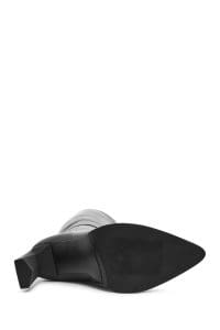 چکمه زنانه مشکی چرمی زیپ‌دار پاشنه باریک بلند دری مد