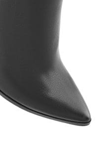 چکمه زنانه مشکی چرمی زیپ‌دار پاشنه باریک بلند دری مد