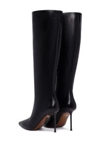 چکمه زنانه مشکی چرمی زیپ‌دار پاشنه باریک بلند دری مد